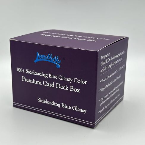 1pc Card Deck Box for MTG Cards, Card Storage Box Fits 100 Single Sleeved Cards, PU Leather TCG Card Deck Case Holder for Magic Commander Yugioh (Sideloading Blue Color) in Kuwait
