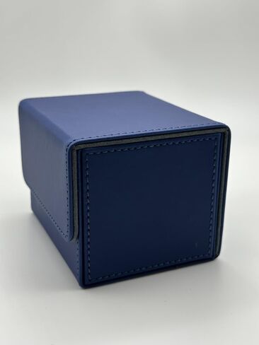 1pc Card Deck Box for MTG Cards, Card Storage Box Fits 100 Single Sleeved Cards, PU Leather TCG Card Deck Case Holder for Magic Commander Yugioh (Sideloading Blue Color) in Kuwait