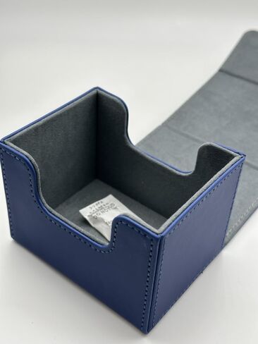 1pc Card Deck Box for MTG Cards, Card Storage Box Fits 100 Single Sleeved Cards, PU Leather TCG Card Deck Case Holder for Magic Commander Yugioh (Sideloading Blue Color) in Kuwait