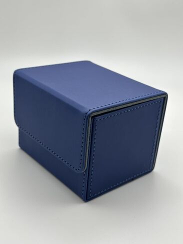 1pc Card Deck Box for MTG Cards, Card Storage Box Fits 100 Single Sleeved Cards, PU Leather TCG Card Deck Case Holder for Magic Commander Yugioh (Sideloading Blue Color) in Kuwait