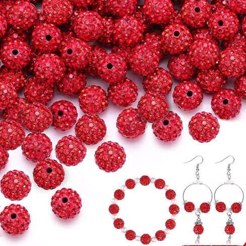 100 PCS 10MM RHINESTONE حبات لصنع المجوهرات ، حبة شامبالا ديسكو REAND REAND BEADS بالجملة ، والخرز الكريستالي الكريستال Clay Christmas لسوار بيسبول قلادة صياغة و DIY in Kuwait