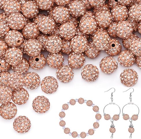 100 PCS 10MM RHINESTONE حبات لصنع المجوهرات ، حبة شامبالا ديسكو REAND REAND BEADS بالجملة ، والخرز الكريستالي الكريستال Clay Christmas لسوار بيسبول قلادة صياغة و DIY in Kuwait