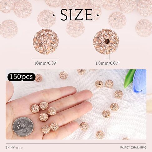 100 PCS 10MM RHINESTONE حبات لصنع المجوهرات ، حبة شامبالا ديسكو REAND REAND BEADS بالجملة ، والخرز الكريستالي الكريستال Clay Christmas لسوار بيسبول قلادة صياغة و DIY in Kuwait