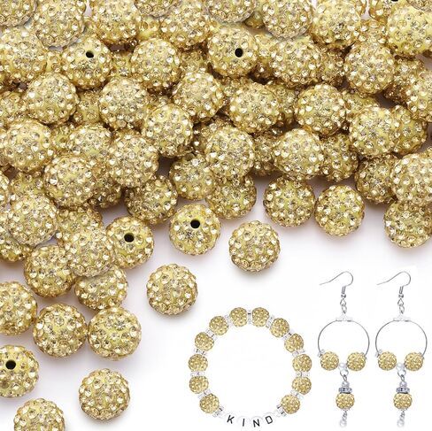 100 PCS 10MM RHINESTONE حبات لصنع المجوهرات ، حبة شامبالا ديسكو REAND REAND BEADS بالجملة ، والخرز الكريستالي الكريستال Clay Christmas لسوار بيسبول قلادة صياغة و DIY in Kuwait