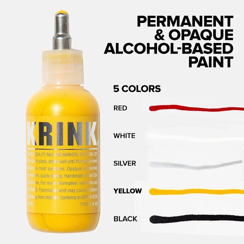 Krink K-66 Silver Paint Marker - Vibrant and Opaque Fine Art Graffiti Markers for Unique Marks on Metal Paper Painted Surfaces and More - Alcohol-Based Krink Permanent Paint Markers for Lasting Lines in Saudi Arabia