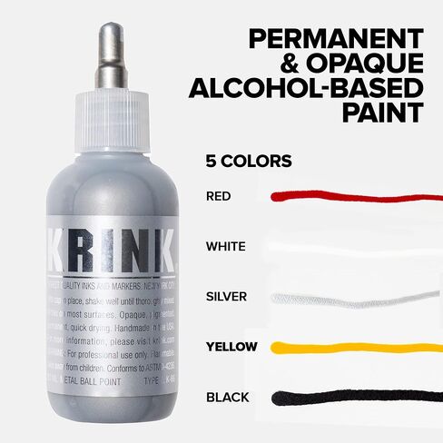 Krink K-66 Silver Paint Marker - Vibrant and Opaque Fine Art Graffiti Markers for Unique Marks on Metal Paper Painted Surfaces and More - Alcohol-Based Krink Permanent Paint Markers for Lasting Lines in Saudi Arabia