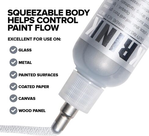 Krink K-66 Silver Paint Marker - Vibrant and Opaque Fine Art Graffiti Markers for Unique Marks on Metal Paper Painted Surfaces and More - Alcohol-Based Krink Permanent Paint Markers for Lasting Lines in Saudi Arabia