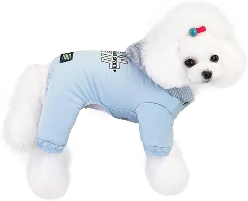 Dog Coat Cold Weather Coat Windproof Jacket 4 Legs Warm Dog Jumpsuit Winter Thick Clothes Snow Proof Dog Coat for Small Dog Medium Cat Light Blue L in Saudi Arabia