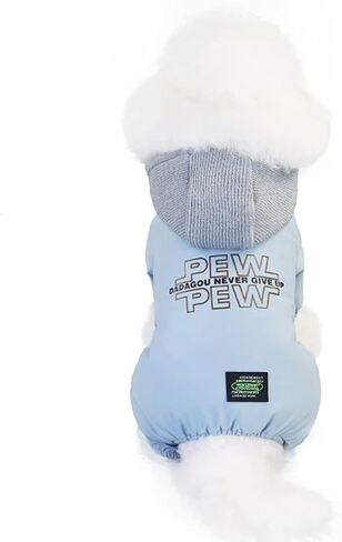 Dog Coat Cold Weather Coat Windproof Jacket 4 Legs Warm Dog Jumpsuit Winter Thick Clothes Snow Proof Dog Coat for Small Dog Medium Cat Light Blue L in Saudi Arabia