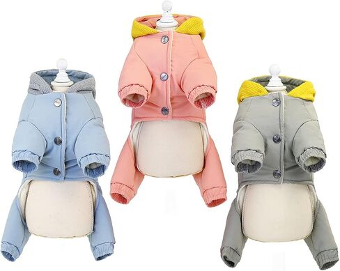Dog Coat Cold Weather Coat Windproof Jacket 4 Legs Warm Dog Jumpsuit Winter Thick Clothes Snow Proof Dog Coat for Small Dog Medium Cat Light Blue L in Saudi Arabia