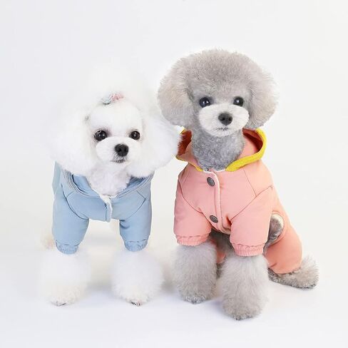 Dog Coat Cold Weather Coat Windproof Jacket 4 Legs Warm Dog Jumpsuit Winter Thick Clothes Snow Proof Dog Coat for Small Dog Medium Cat Light Blue L in Saudi Arabia