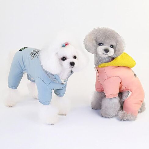 Dog Coat Cold Weather Coat Windproof Jacket 4 Legs Warm Dog Jumpsuit Winter Thick Clothes Snow Proof Dog Coat for Small Dog Medium Cat Light Blue L in Saudi Arabia
