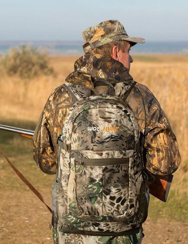 WOLFHUNT Hunting Backpack for Men, Medium Camouflage Hunting Pack Hiking Day Pack for Hiking, Fishing, Shooting, 24 L,Prym1 Woodlands in Saudi Arabia