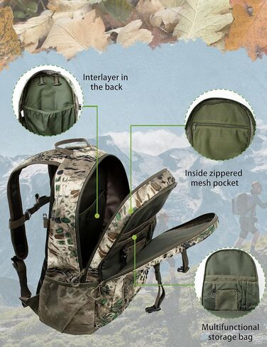 WOLFHUNT Hunting Backpack for Men, Medium Camouflage Hunting Pack Hiking Day Pack for Hiking, Fishing, Shooting, 24 L,Prym1 Woodlands in Saudi Arabia