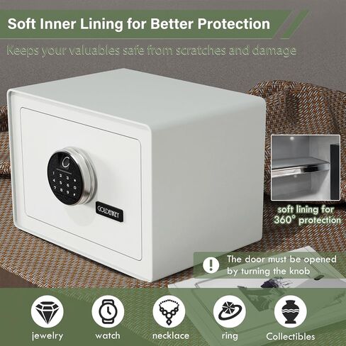 Goldenkey Digital Security Safe and Lock Box ، صندوق آمن صغير مقابل المال ، قفل لوحة المفاتيح ، مثالي لمكتب مجوهرات الأعمال ، استخدام مسدس مجوهرات ، 0.8CU.F./ in Kuwait