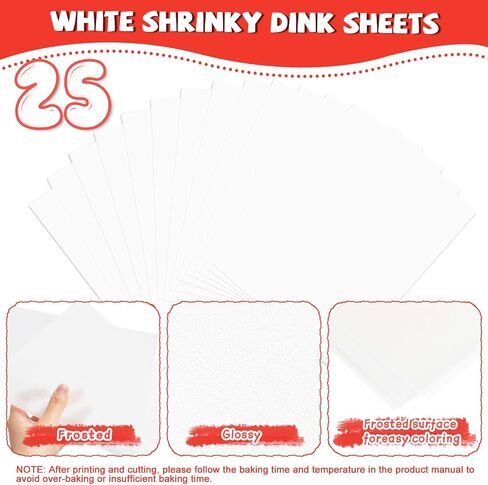 225PCS Shrinky Dink Kit,Shrinky Dink Sheets,Shrink Plastic Sheets Kit with 25PCS Shrinky Dink Paper,100PCS Keychains and Open Iron Ring for Kids Creative Craft Marking, Handprint Keychains in Saudi Arabia