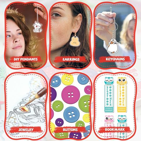 225PCS Shrinky Dink Kit,Shrinky Dink Sheets,Shrink Plastic Sheets Kit with 25PCS Shrinky Dink Paper,100PCS Keychains and Open Iron Ring for Kids Creative Craft Marking, Handprint Keychains in Saudi Arabia