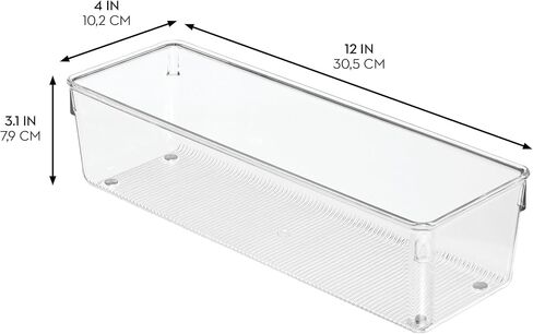 صناديق منظم الدرج البلاستيكي Idesign - تخزين للمطبخ والحمام والأدراج المكتبية - مجموعة من 3 - واضحة in Kuwait