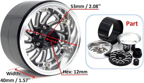 HOBBYSOUL 2.2 Beadlock Wheels Adjustable Offset Rims Wide 40mm for 1/10 RC Crawler Gen8 Everest gen 7 Pro / SCX10 Capra / TRX4 AMG 6x6 Upgrades, HS701575 in Saudi Arabia