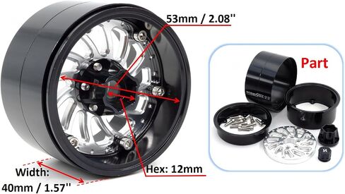 HOBBYSOUL 2.2 Beadlock Wheels Adjustable Offset Rims Wide 40mm for 1/10 RC Crawler Gen8 Everest gen 7 Pro / SCX10 Capra / TRX4 AMG 6x6 Upgrades, HS701575 in Saudi Arabia