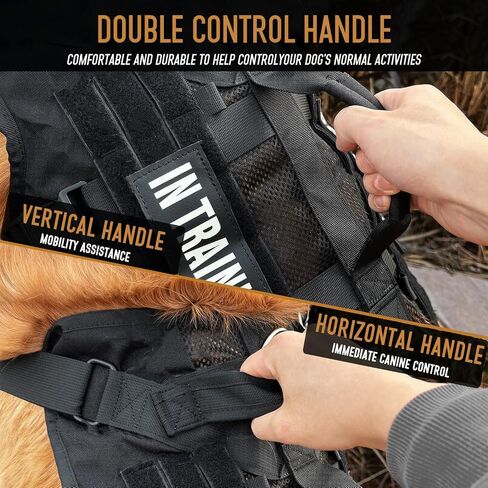 Tactical Dog Harness for Medium Large Dogs, Breathable Air Mesh Dog Vest Harness, Military Dog Vest with Two Handles, Large Hook and Loop Panels for DIY Patch with No Pull Buckle in Kuwait