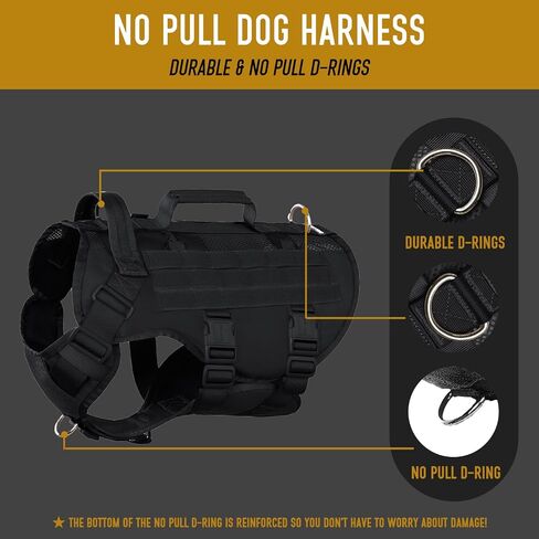 Tactical Dog Harness for Medium Large Dogs, Breathable Air Mesh Dog Vest Harness, Military Dog Vest with Two Handles, Large Hook and Loop Panels for DIY Patch with No Pull Buckle in Kuwait