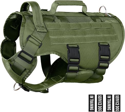 Tactical Dog Harness for Medium Large Dogs, Breathable Air Mesh Dog Vest Harness, Military Dog Vest with Two Handles, Large Hook and Loop Panels for DIY Patch with No Pull Buckle in Kuwait