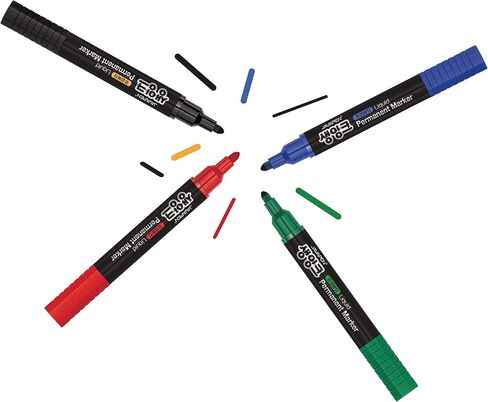 JVPEN Permanent Markers Office Supplies - Bold Colors, easy-to-see color, Long-Lasting Ink Supply, visible ink level, Industrial Use, Adopting liquid-type, Black, Blue, Red, Pack of 4 in Saudi Arabia