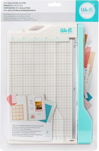 We R Memory Keepers Mini Guillotine Paper Trimmer – Blue, Compact Paper Cutter, 1/4-Inch Grid for Precision Cutting, Cuts Up to 3 Sheets, Perfect for Card Making, Journals, and Small Craft Projects in Kuwait