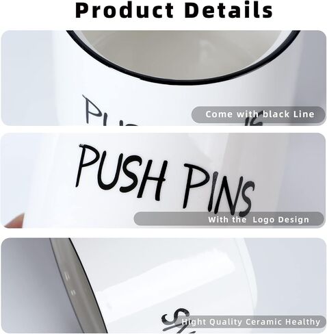 Ceramic Push Pins Holder, Paper Clips Dispenser Organizer for Desk and Binder Clips Holders Container for Office School Home Supplies 3.4Inch, White in Saudi Arabia