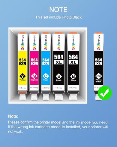 GPC صورة متوافقة 564XL خرطوشة حبر HP Printers استبدال HP 564XL 564 XL حبر الحبر حزمة التحرير والسرد متوافقة مع Photosmart 7510 7515 7520 7525 C309A PRINTER (12 حزمة مع أسود الصورة) in Kuwait