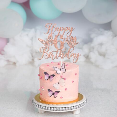 Rose Gold Glitter Happy 15th Birthday Cake Topper, Butterfly Mis 15/Cheers to 15 Years, Butterfly Themed 15th Birthday Party Decorations for Girls in Saudi Arabia