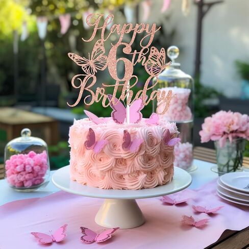 Rose Gold Glitter Happy 15th Birthday Cake Topper, Butterfly Mis 15/Cheers to 15 Years, Butterfly Themed 15th Birthday Party Decorations for Girls in Saudi Arabia