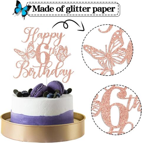 Rose Gold Glitter Happy 15th Birthday Cake Topper, Butterfly Mis 15/Cheers to 15 Years, Butterfly Themed 15th Birthday Party Decorations for Girls in Saudi Arabia
