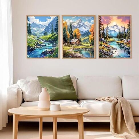 Diamond Art Kits for Adults - 3 Pack Landscape Diamond Painting Kits for Adults, 5D Round Full Drill Landscape Gem Art for Adults, Paint by Diamonds Pictures DIY Crafts Kits 12x16inch in Saudi Arabia