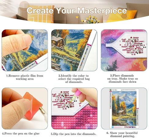 Diamond Art Kits for Adults - 3 Pack Landscape Diamond Painting Kits for Adults, 5D Round Full Drill Landscape Gem Art for Adults, Paint by Diamonds Pictures DIY Crafts Kits 12x16inch in Saudi Arabia