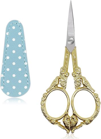 Vintage Small Embroidery Scissors with Leather Cover Stainless Steel Bird Crochet Scissor for Craft Thread Cross Stitch Sewing Artwork Handicrafts Scissors in Saudi Arabia