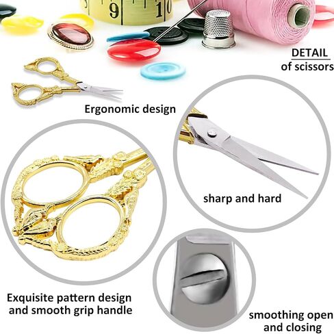 Vintage Small Embroidery Scissors with Leather Cover Stainless Steel Bird Crochet Scissor for Craft Thread Cross Stitch Sewing Artwork Handicrafts Scissors in Saudi Arabia