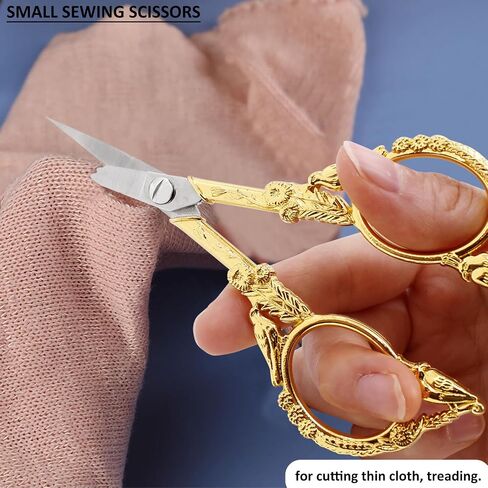 Vintage Small Embroidery Scissors with Leather Cover Stainless Steel Bird Crochet Scissor for Craft Thread Cross Stitch Sewing Artwork Handicrafts Scissors in Saudi Arabia