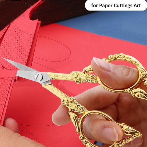 Vintage Small Embroidery Scissors with Leather Cover Stainless Steel Bird Crochet Scissor for Craft Thread Cross Stitch Sewing Artwork Handicrafts Scissors in Saudi Arabia