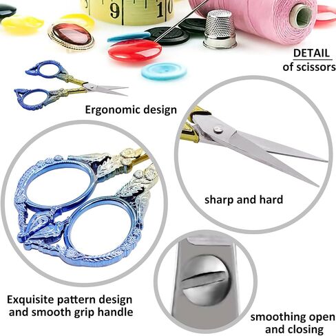 Vintage Small Embroidery Scissors with Leather Cover Stainless Steel Bird Crochet Scissor for Craft Thread Cross Stitch Sewing Artwork Handicrafts Scissors in Saudi Arabia