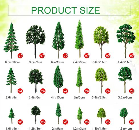 Skylety 70 Pieces Model Trees 1.2-6.3 Inch Mixed Miniature Toy Trees Diorama Supplies Fake Plants for Train Scenery Architecture DIY Crafts, Building Model Scenery Landscape Natural Green(Vintage) in Kuwait