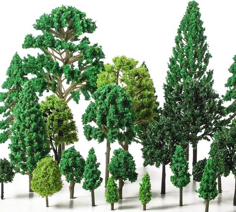 Skylety 70 Pieces Model Trees 1.2-6.3 Inch Mixed Miniature Toy Trees Diorama Supplies Fake Plants for Train Scenery Architecture DIY Crafts, Building Model Scenery Landscape Natural Green(Vintage) in Kuwait