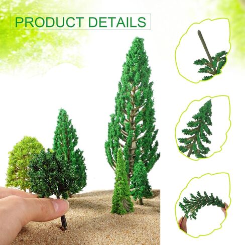 Skylety 70 Pieces Model Trees 1.2-6.3 Inch Mixed Miniature Toy Trees Diorama Supplies Fake Plants for Train Scenery Architecture DIY Crafts, Building Model Scenery Landscape Natural Green(Vintage) in Kuwait