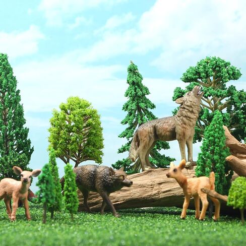 Skylety 70 Pieces Model Trees 1.2-6.3 Inch Mixed Miniature Toy Trees Diorama Supplies Fake Plants for Train Scenery Architecture DIY Crafts, Building Model Scenery Landscape Natural Green(Vintage) in Kuwait