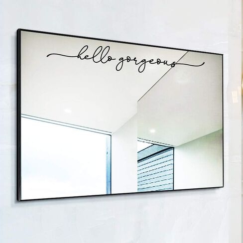 Hello Gorgeous Mirror Decal Vinyl Decal Bathroom Decor 18x2.7 inch (Hello Gorgeous) in Saudi Arabia