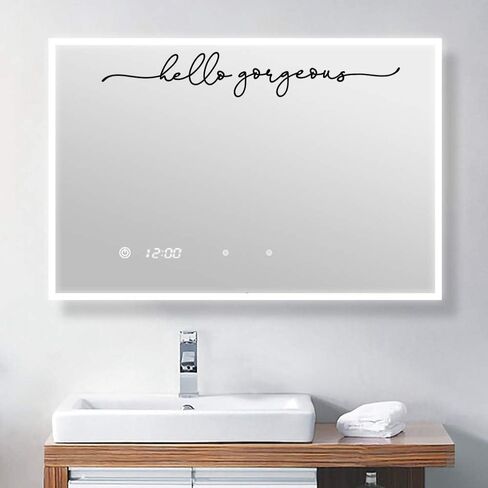 Hello Gorgeous Mirror Decal Vinyl Decal Bathroom Decor 18x2.7 inch (Hello Gorgeous) in Saudi Arabia