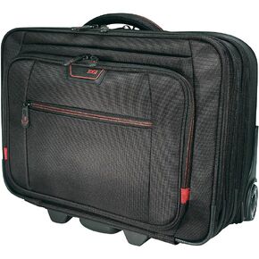 Mobile Edge Professional Rolling Laptop Case, Durable, Designed for Men, Women, Business, Travel, 17.3 Inch, Adjustable Laptop Section, Clothes Section, Telescoping Handle, Black, MEPRC1