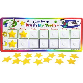 I Can Do It! Brush My Teeth Reward Chart KPSOH3000 toothbrushing chart, oral hygine, star chart for kids 5x11.5 inches, Ages 3+