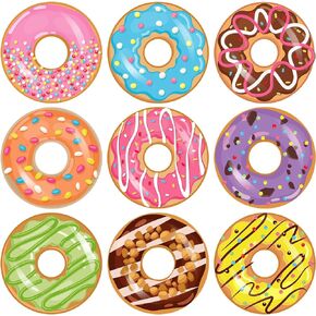 45 Pcs Donuts Cutouts Bulletin Board Donut Cutouts Donut Theme Party Decorations Confetti Donuts Cutouts with Glue Point Dots for Classroom Baby Shower Girls Doughnut Birthday Party, 5.9 x 5.9 Inch
